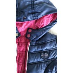 Winterjasje Hilfiger roze blauw mt 80