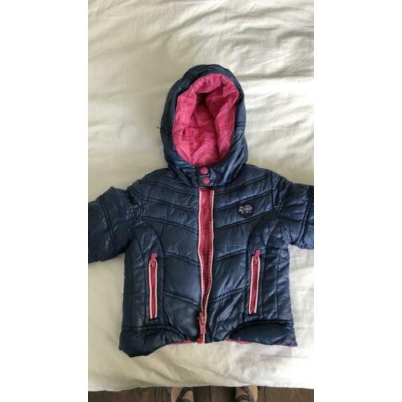 Winterjasje Hilfiger roze blauw mt 80