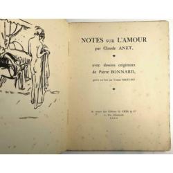 Notes sur l’Amour 1922 Claude Anet - Pierre Bonnard (ill.)