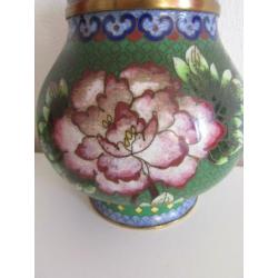 Chinees/Chinese koperen cloisonne emaille dekselpot/vaas